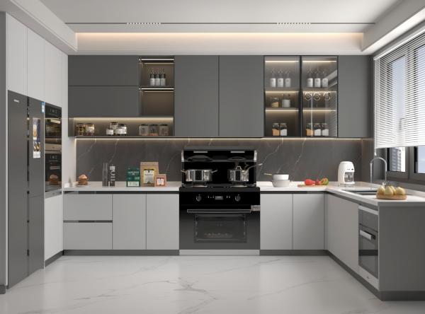 Particleboard MDF Plywood  PVC PET Melamine Finished Kitchen Cabinet