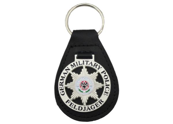 3D German Military Police Leather Key Chain, Zinc Alloy Personalized Leather Keychains with Soft Enamel Emblem