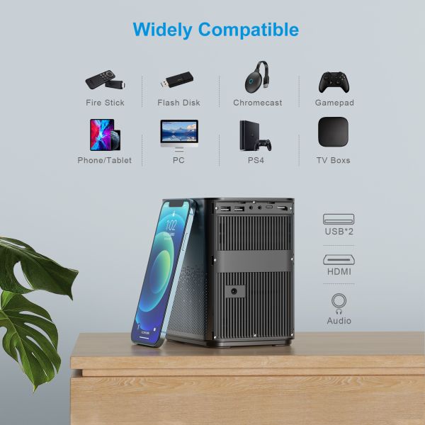 100 люмен ANSI Lift Bracket 4k мини-проектор для домашнего кинотеатра на улице