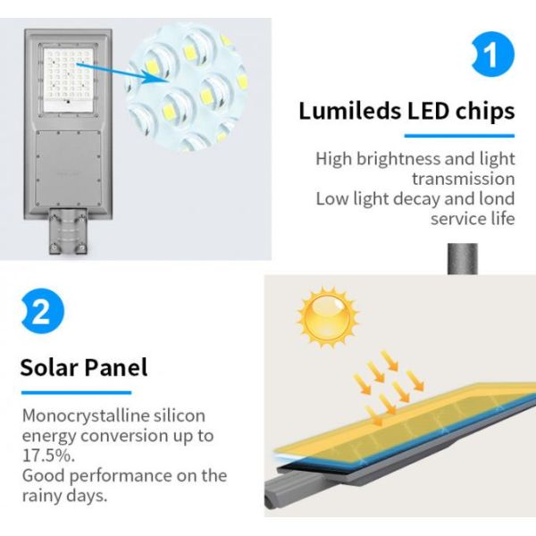 100 Вт Все в одном солнечные светодиодные уличные фонари ABS корпус SMD 2835 LED чип 7000lm