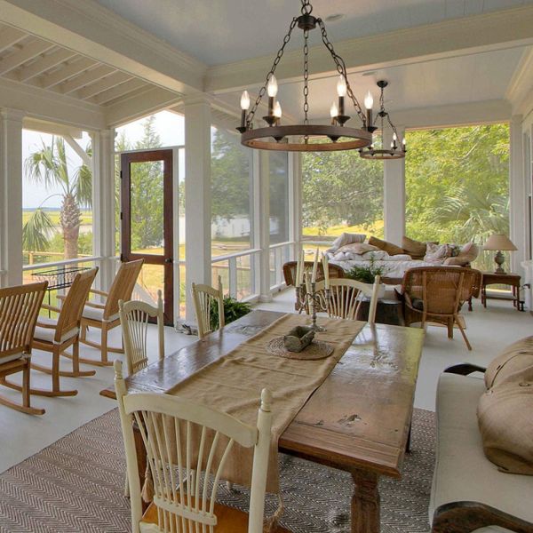 60Hz Vintage Pendant Lamps 6 Bulb Farmhouse Wooden Chandeliers Pendant Lights Hanging