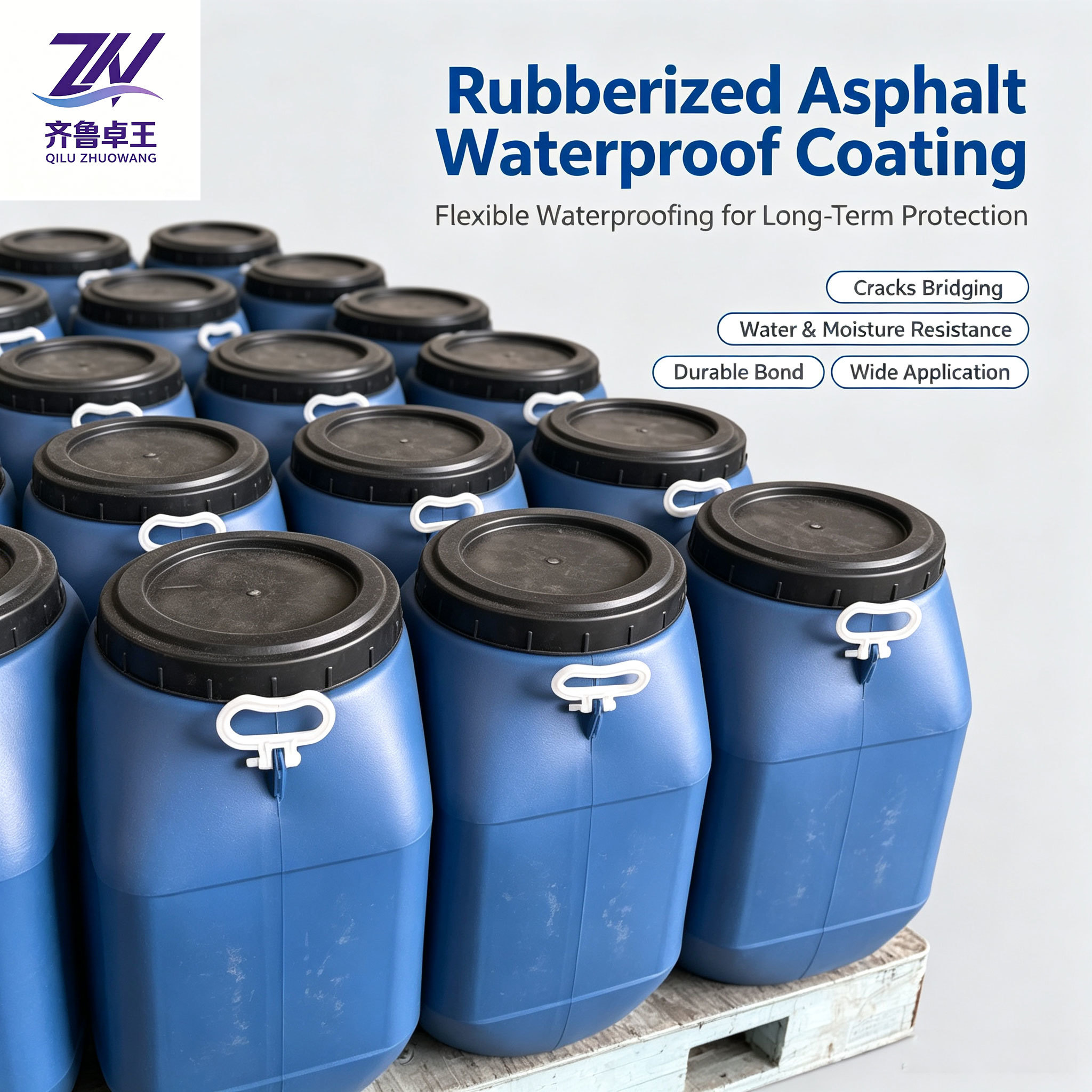 Cold Applied Rubberized Asphalt Waterproof Coating with High Water Resistance and Rapid Curing