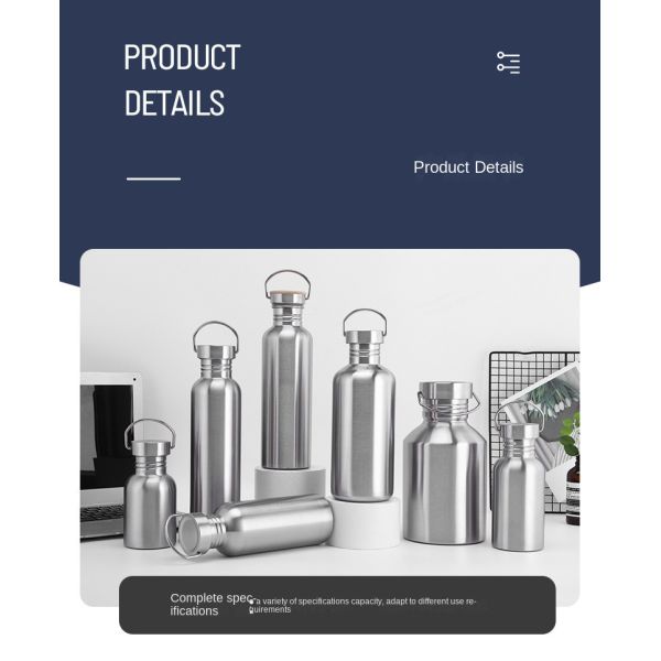 350ml 500ml 600ml Oem Odm Botella de agua de acero inoxidable de pared única BPA libre Botella de agua de viaje de acero inoxidable de peso ligero Diseño minimalista