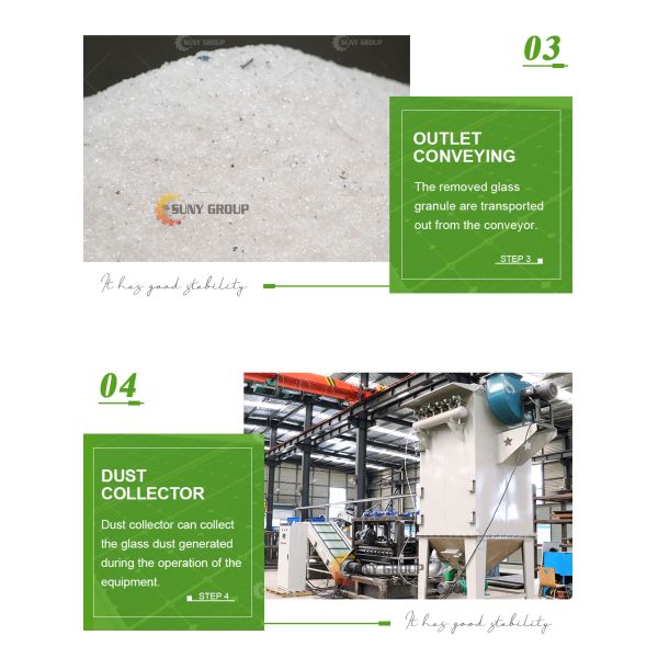 Usine de fabrication de panneaux photovoltaïques machine de recyclage du verre avec dimension de la machine 4 2 * 1,6 * 2,5m