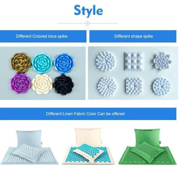 Patent Design Natural Linen Acupressure Mat Foot Shakti Plastic Spikes Massage Acupressure Mat and Pillow Set