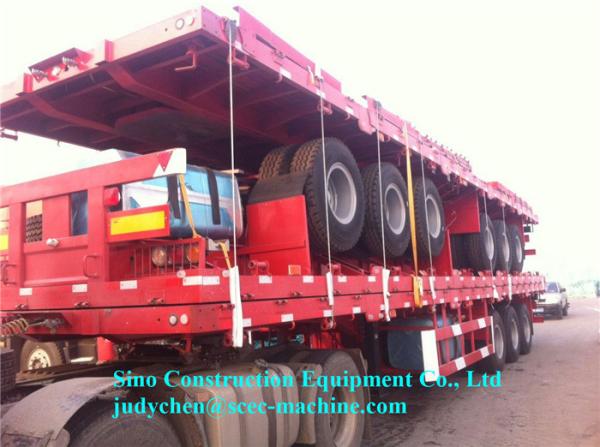 SCEC 3 Axles Flatbed Semi Trailer Max Loading 50 - 60ton With Front Side Plate