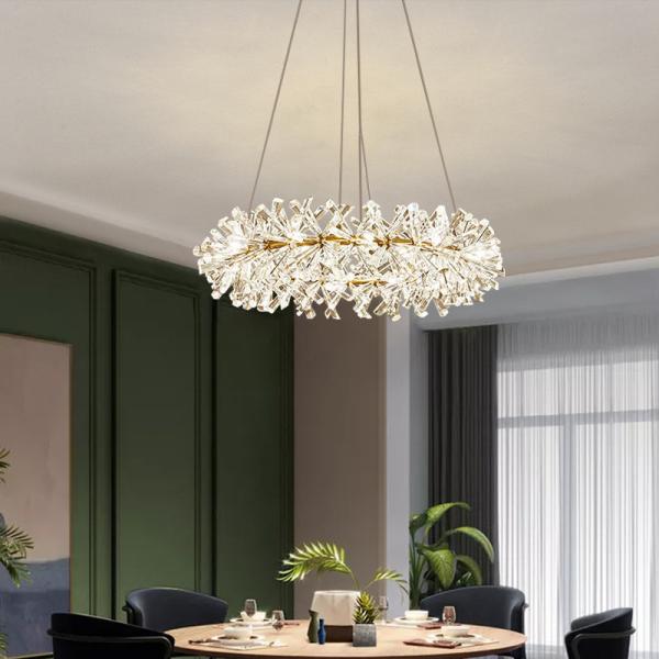 Post-modern Nordic Simple Crystal Chandelier Light Luxury Living Room Bedroom Lighting Circular Creative Decorative Chandelier