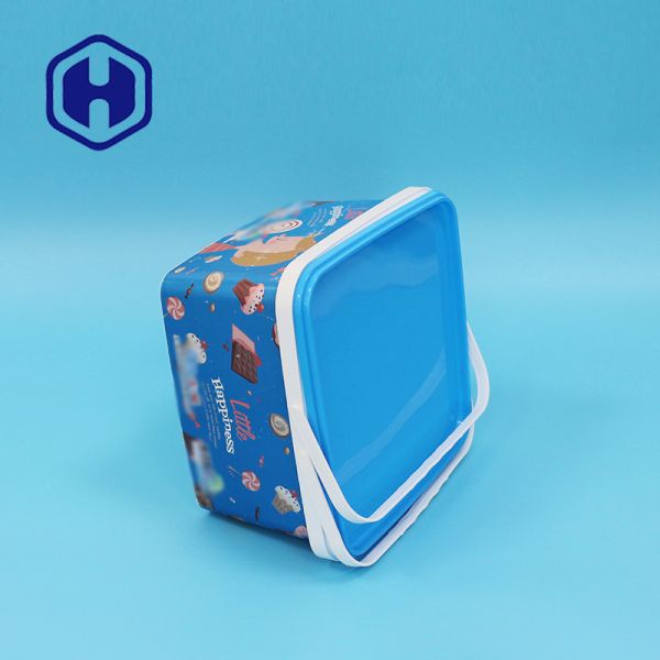 108 oz de biscuits IML Container de luxe Cracker Carré personnalisé cadeau de Noël emballage alimentaire