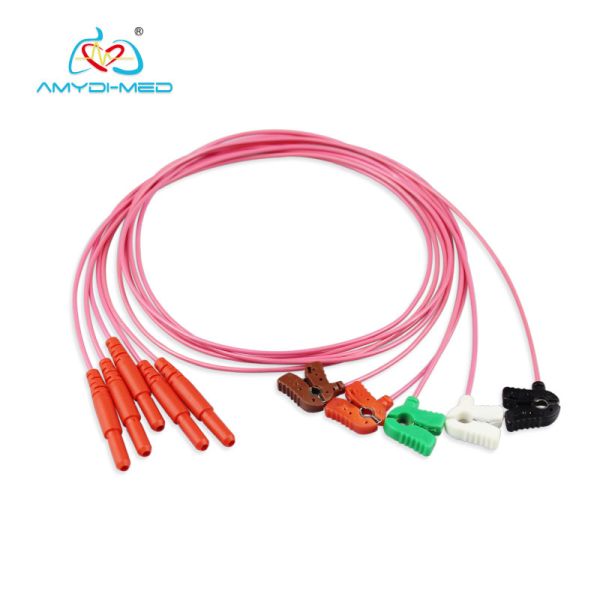 Gold Plated Silver EEG Cable Din Copper 2.0mm And 2.0mm Banana Connector