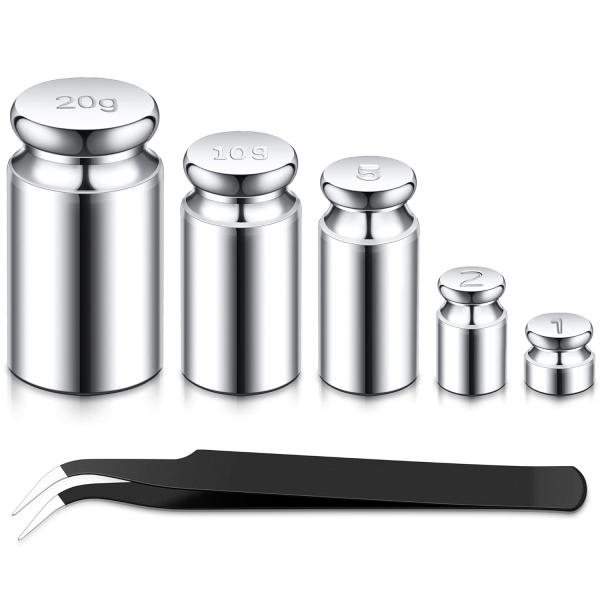 1g 2g 5g 10g 20g Gram Set For Digital Scale Balance And 1 Piece Calibration Weight Tweezer, Silver