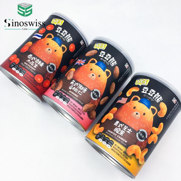 Eco Friendly Cardboard Canisters Paper Cans For Snack Food Cashew Nuts Cookie Candy