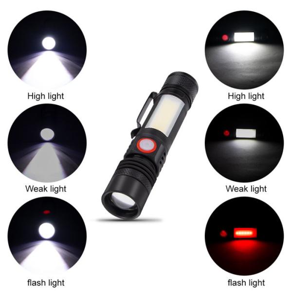 Outdoor Led Portable Flashlight Usb Charging Retractable Tail Magnet
