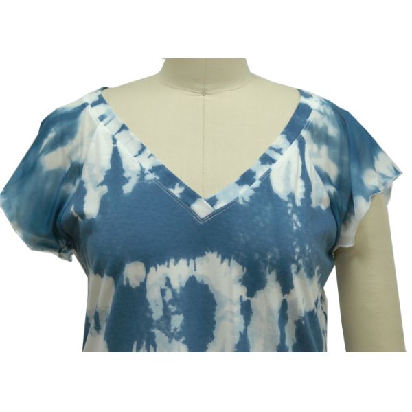 Two Piece Ladies Pajama Sets Nightwear Short Tops & Long Pants Tie Dye Effect Printing