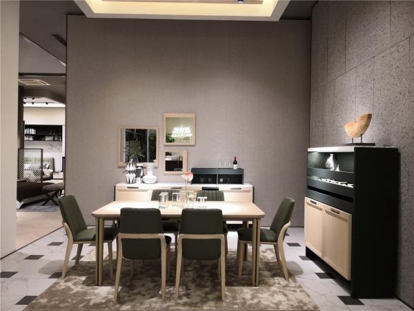 Rectangle dining table by Italy designer for Villa house Living room furniture with Leather chairs and Buffet cabinet