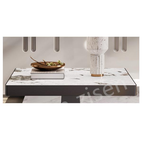 Majestic Insert Marble Top Side Table , Grandeur White Marble End Table