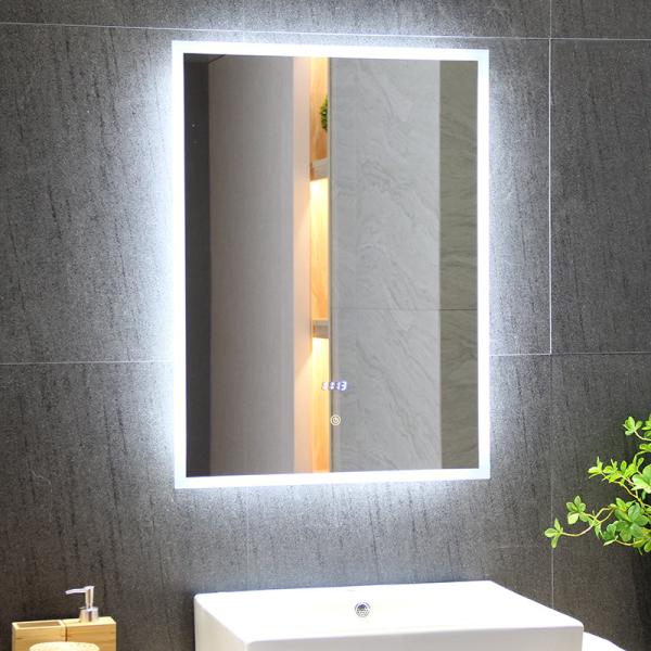 Miroir LED Bathnoloy Design moderne Capteur tactile intelligent Anti-brouillard TDM optionnel pour la salle de bain
