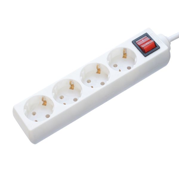EU Standard Power Strip with 4 Outlets Surge Protect Switch USB A Output Ports H05VV-F 3x1.25MM2 Cable and UK 3 Pin Plug