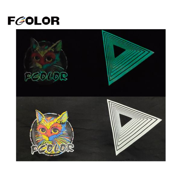 FCOLOR Hot in USA 60cm DTF Glow in the Dark A3 Heat Transfer Film for PET Film Transfer for T Shirt Clothing