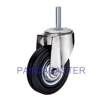 Black 100mm Industrial Swivel Casters , 4 Inch Stem Caster Wheels