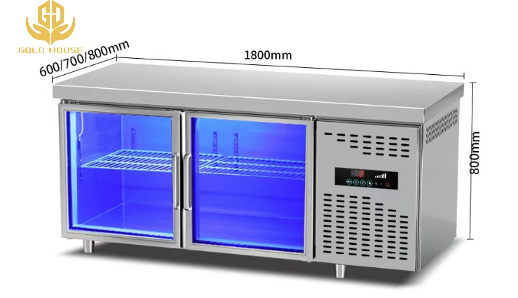 Stainless Steel Commercial Kitchen Freezer Air Cooled Worktable 400W 450L