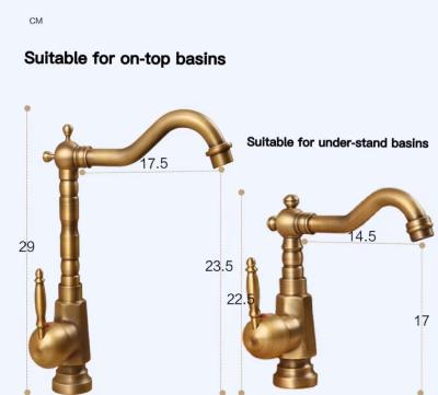 Washbasin Rotating Bathroom Faucet Tap Hexagon Full Copper Hot And Cold