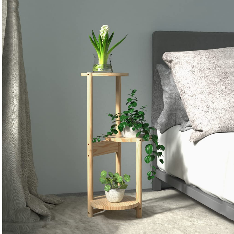 Wood Plant Stand Indoor Outdoor 3 Layers Bamboo Flower Stands Tall Corner Plant Stand Holder