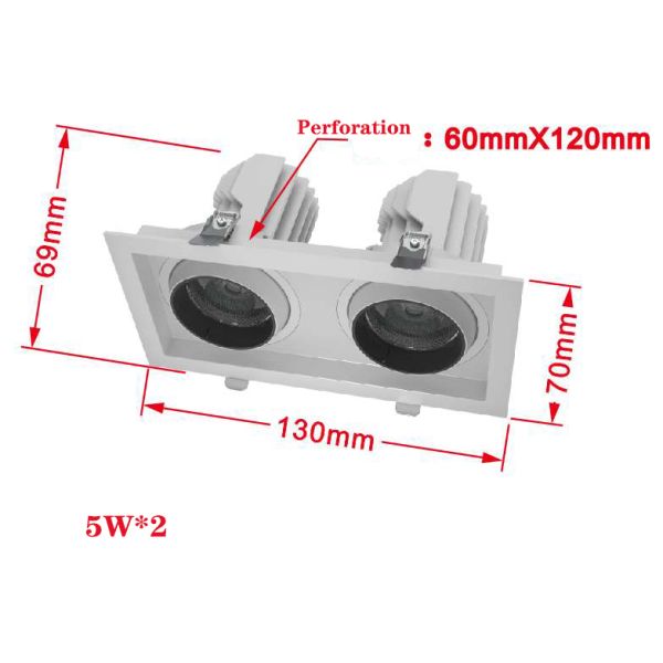 aluminum ROHS Dimmable Led Grille Spotlight Double Head 3W 5W