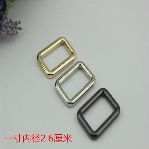 Wholesale supplies handbag hardware 26 mm metal square gold messenger buckle