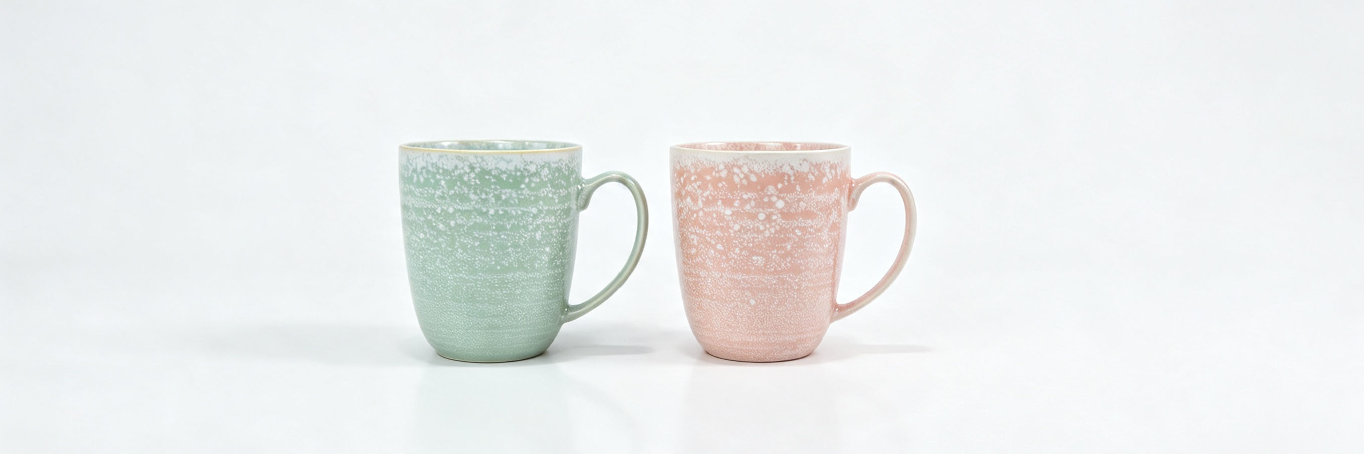 2 Pack Speckled Frosted Reactive Glaze Tall Ceramic Mugs, Pastel Mint Green & Blush Pink Snowflake Dot Stoneware Coffee Cups, Microwave Dishwasher Safe Modern Kitchen Tea Mugs
