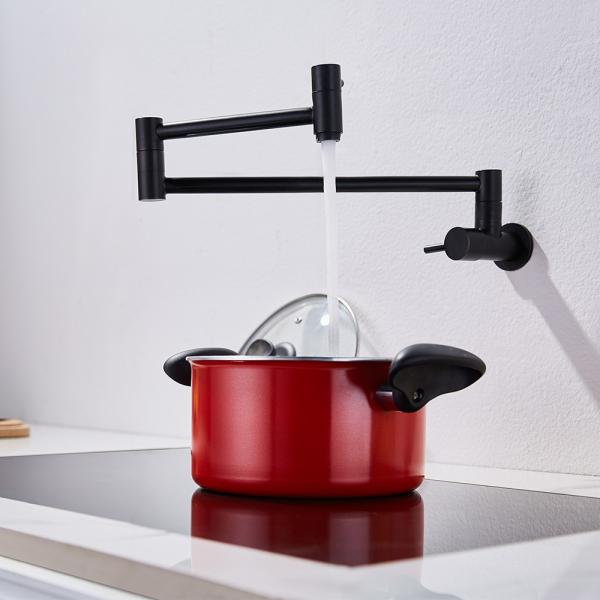 Solid Stainless Steel 304/316 Material Deck Mounted Nano Black Double Handle Flexible Kitchen Faucet For Pot Filler
