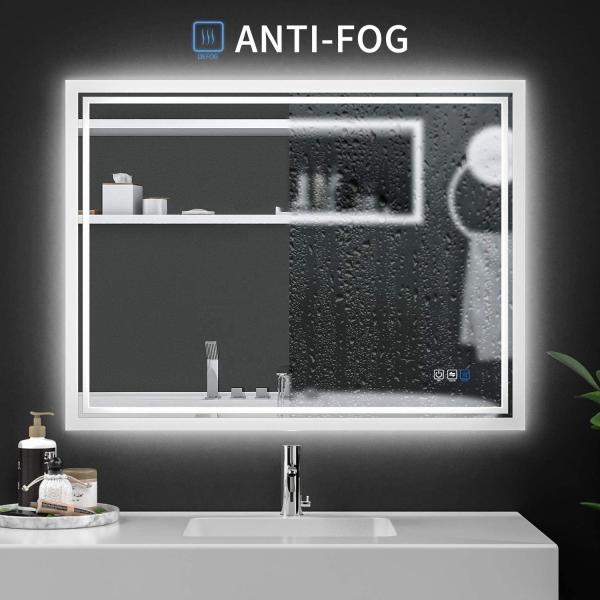 Wall Mounted LED Square Mirror 6000K LED Illuminated Bathroom Mirror Customized