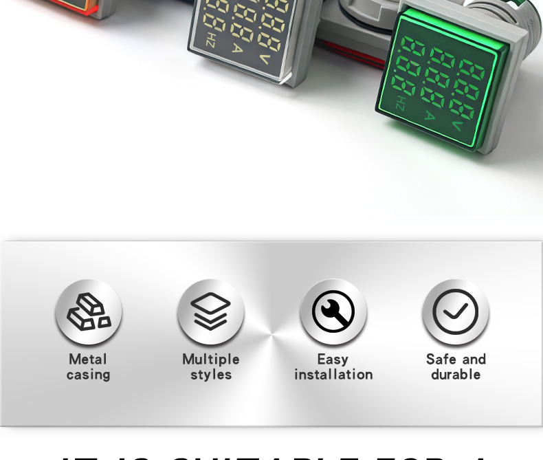 Mini LED Digital Indicator Light AD16-22 Three Display Meter for Voltage Current Hertz Panel Meters