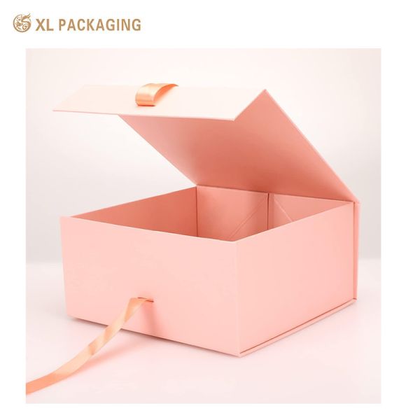 Pink Collapsible Folding Rigid Paper Packaging Box with Magnetic Closure for Skincare and Luxury Gifts