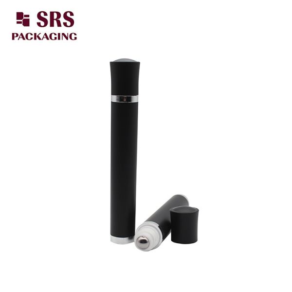 Empty Cosmetic Matte Black Vibrating Roller Ball Bottle 10ml for Eye Serum