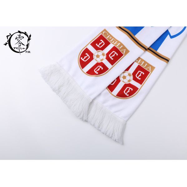 Warm Material Soccer Serbia Fringe Scarf, Woven Fleece World Cup Serbia Team Scarf
