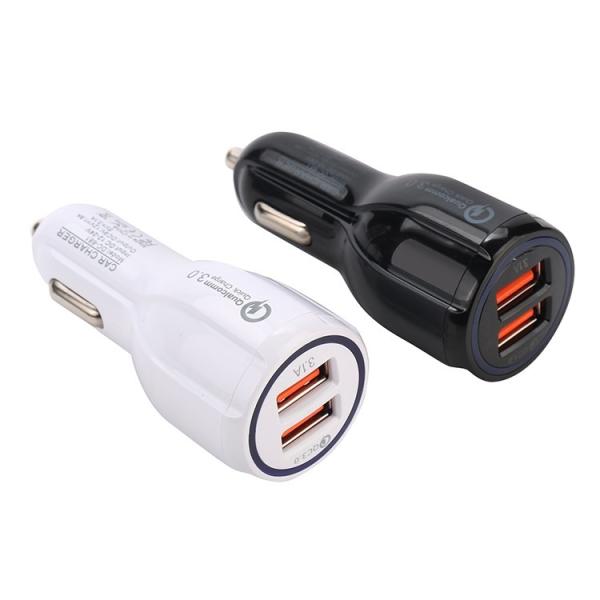 Quick QC3.0  Car Charger Wireless 2 USB Ports  PC ABS Material 78*32*32mm