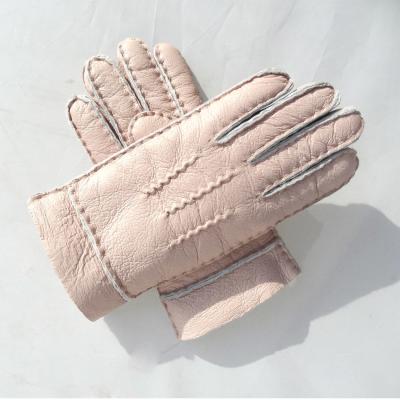 Hand Stitching Nappa wool lined men women sheepskin shearling leather gloves