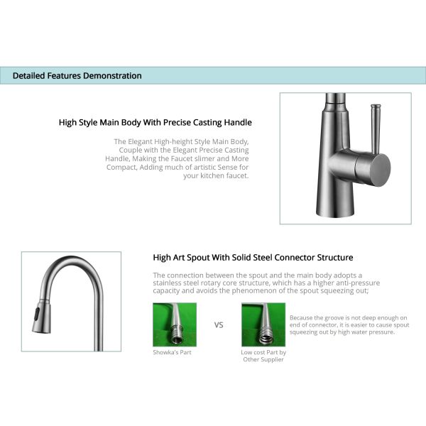 Выдвижной вытяните вниз смеситель HOMEKA патрона кранs Адвокатуры кухни керамический