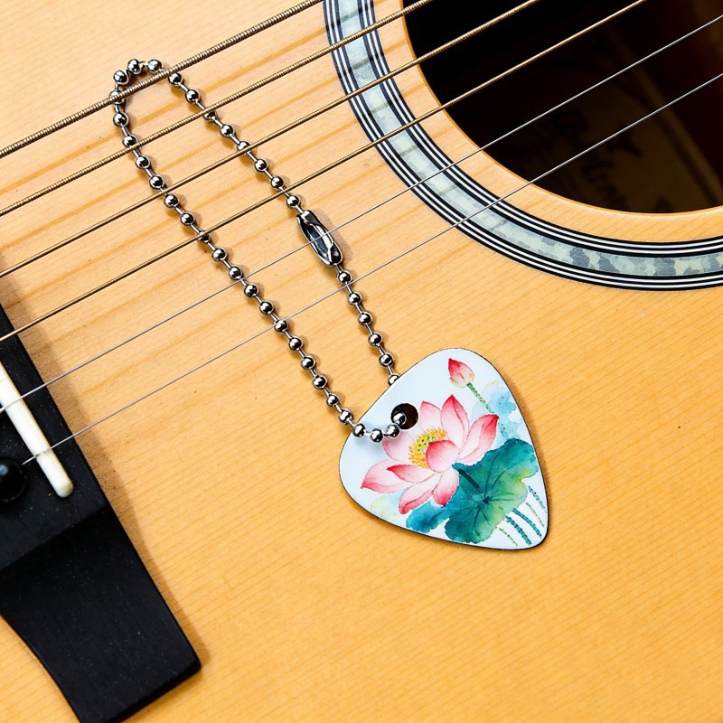 Double Sided Metal Sublimation Guitar Pick With Chain personalized guitar picks