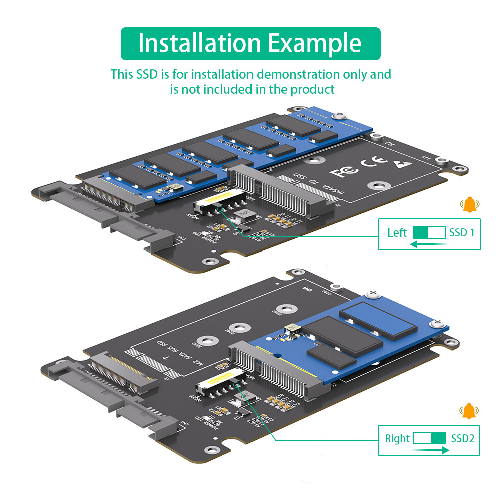 Full-size NGFF M.2 B Key/mSATA SSD to 2.5 SATA3 Адаптер 2 в 1 с пластиковым корпусом
