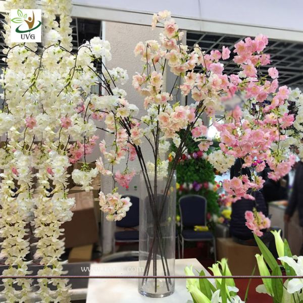 UVG CHR129 white cherry blossom branches faux silk flowers for wedding home decoration