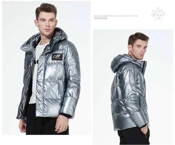 Style And Function Silver Short Jacket Down Coat For Men Winter Use