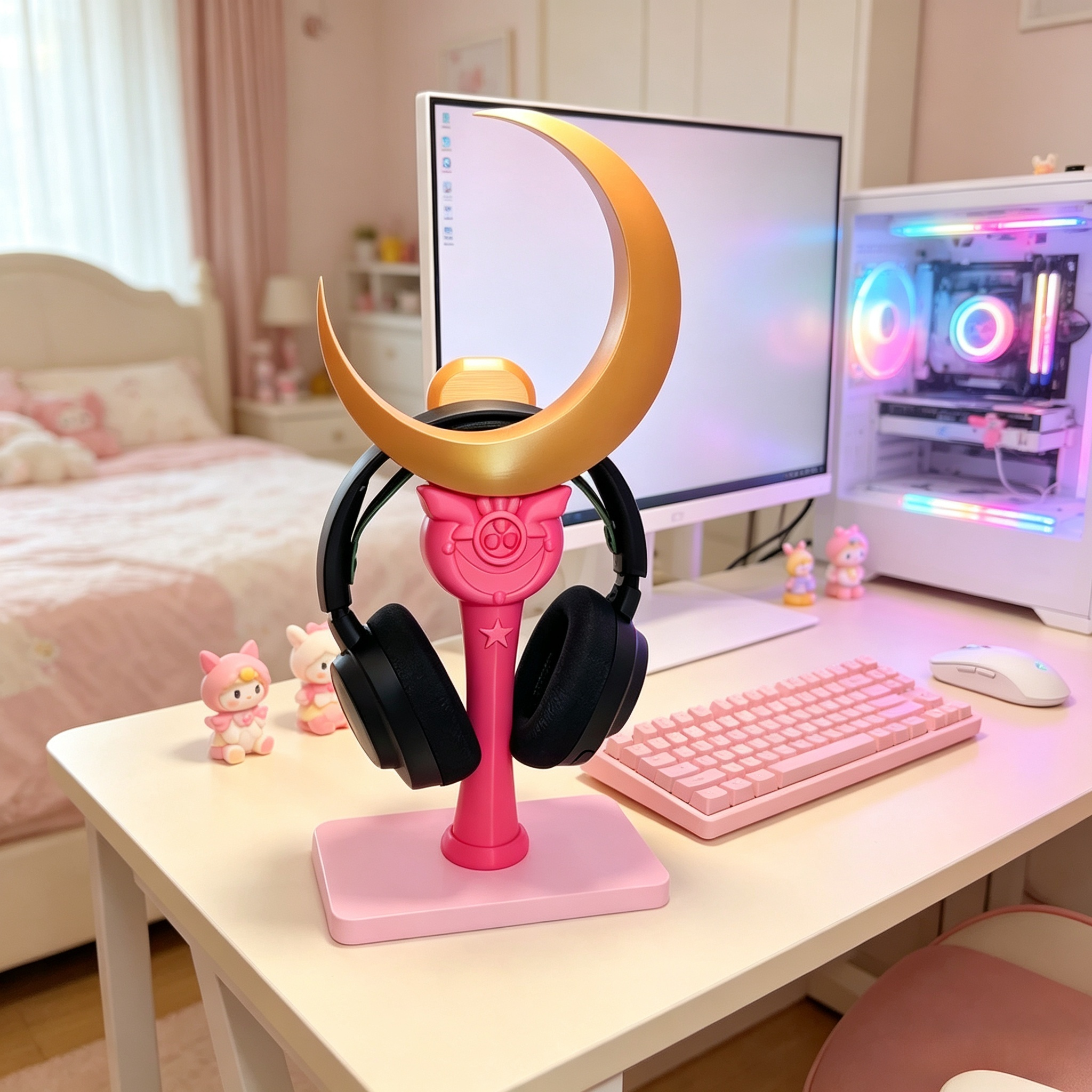 Cute Gaming  3d Print Products Sailor Moon Magic Stick Headset Stand For Desk Storage