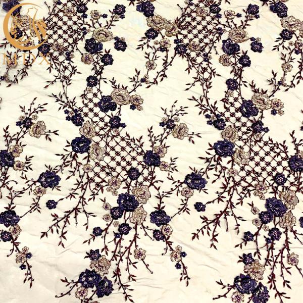 20% Polyester 3D Embroidery Lace Fabric By Handmade Beaded