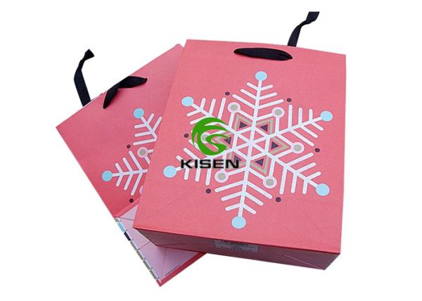Christmas Art Paper Retail Shop Bags For Gifts Customized Color / Logo