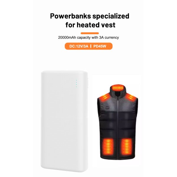 OEM Portable Charger Power Bank Mobile Power Supply 45W 20000mah For Heated Vest