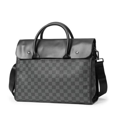 Classic Plaid Pattern Mens Business Briefcase for Business Trips and Laptop Storage