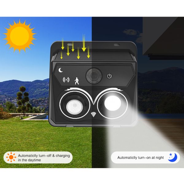 Aplique al aire libre accionado solar solar de Retoatable Eyeys 90LM de la luz de la pared del sensor