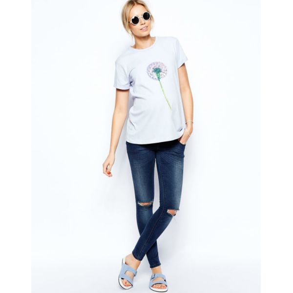 Holiday t shirt colorful pregnancy maternity clothing in dandelion printed