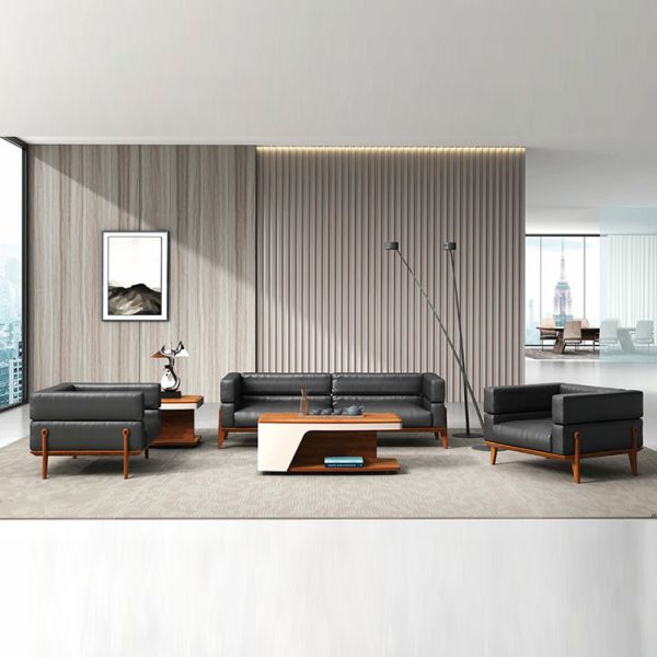 Салон софы офисной мебели 3 мест установленный черный кожаный модульный